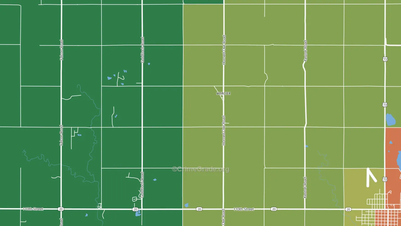 Mercier, KS Map of Assault Rates