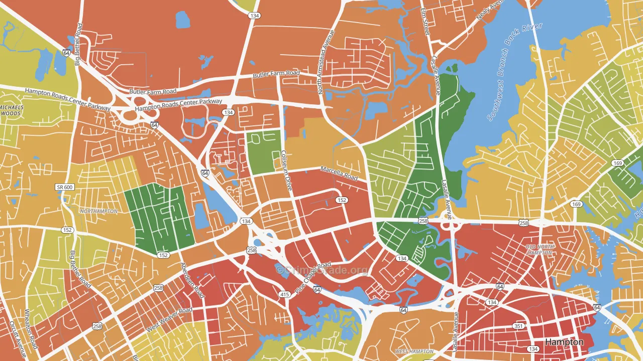 Mercury Central, Hampton, VA Map of Assault Rates