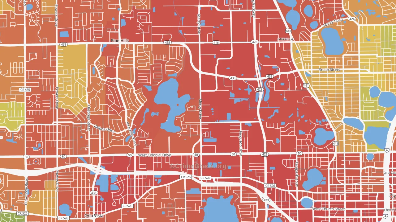 Mercy Drive, Orlando, FL Map of Assault Rates