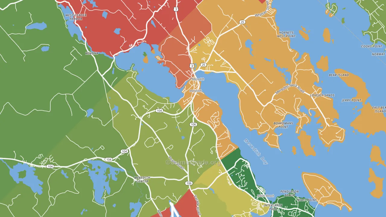 Meredith, NH Map of Assault Rates