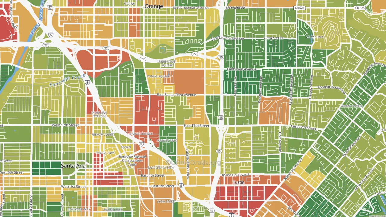 Meredith Parkwood, Santa Ana, CA Map of Assault Rates
