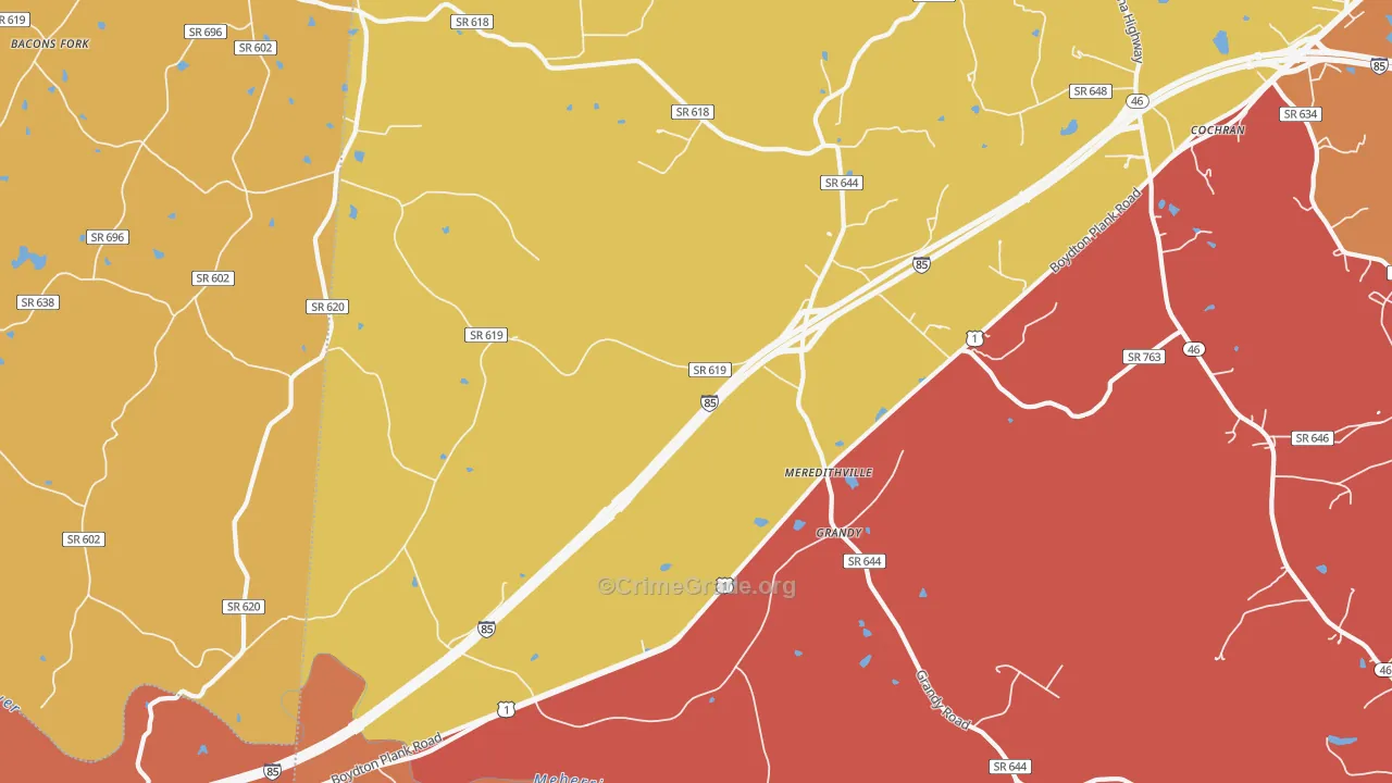 Meredithville, VA Map of Assault Rates
