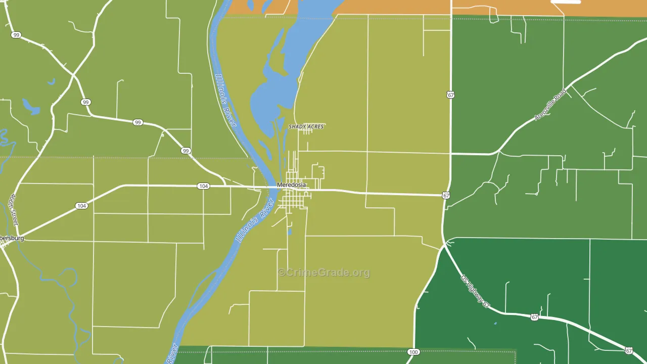 Meredosia, IL Map of Assault Rates