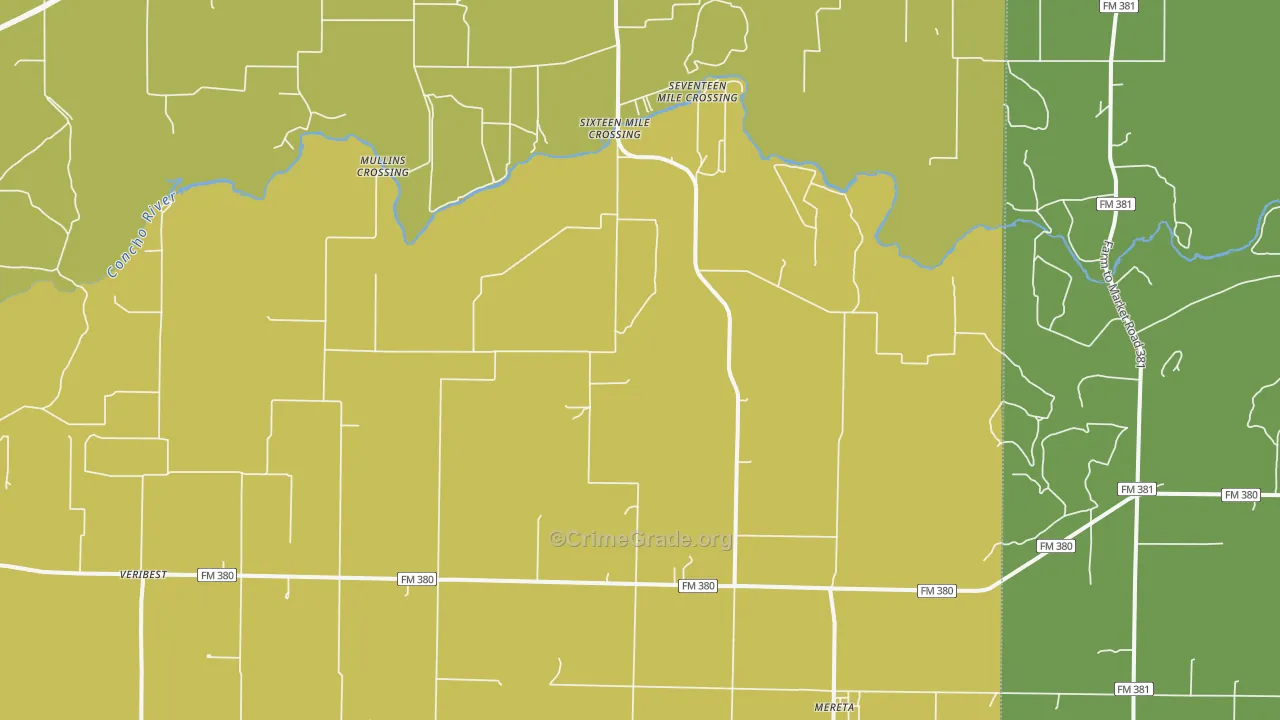 Mereta, TX Map of Assault Rates