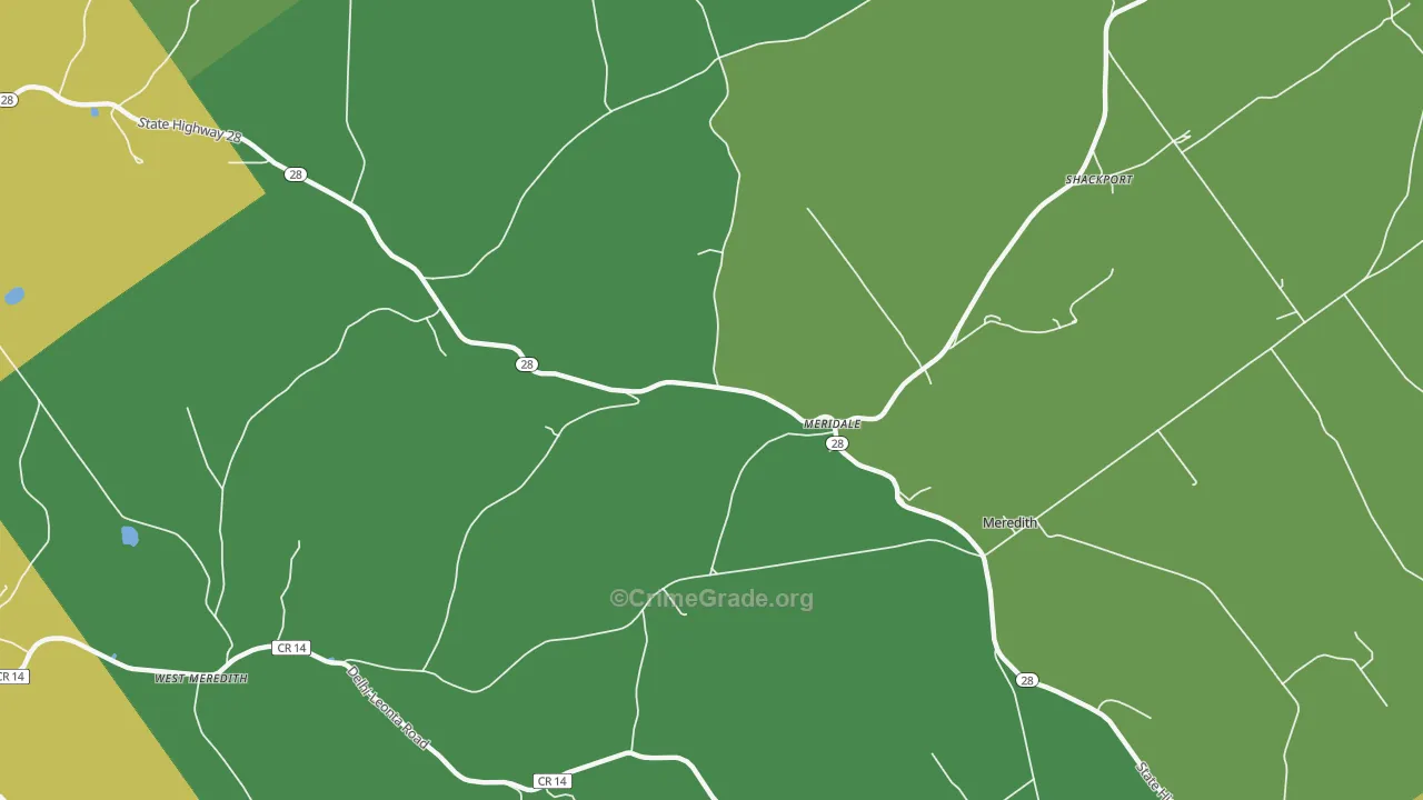Meridale, NY Map of Assault Rates
