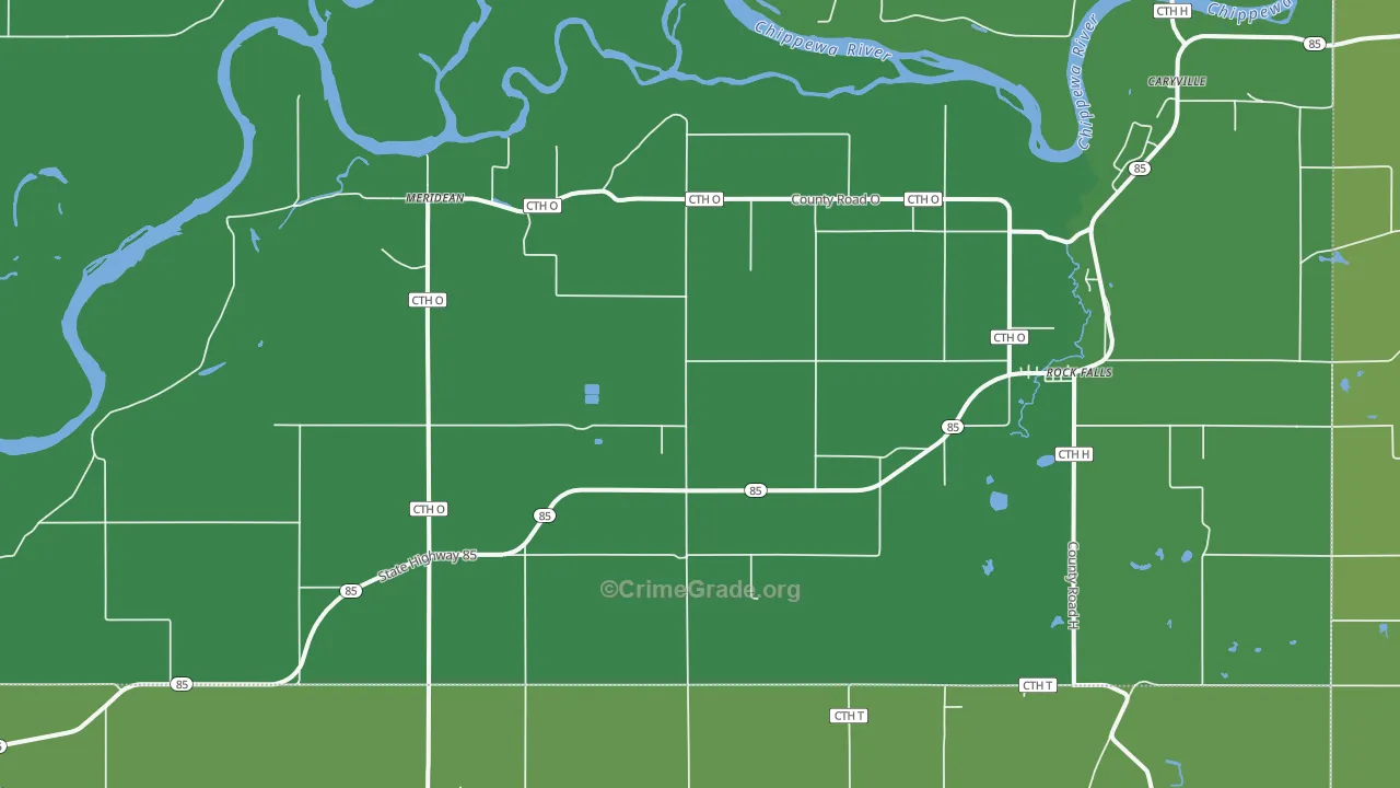 Meridean, WI Map of Assault Rates