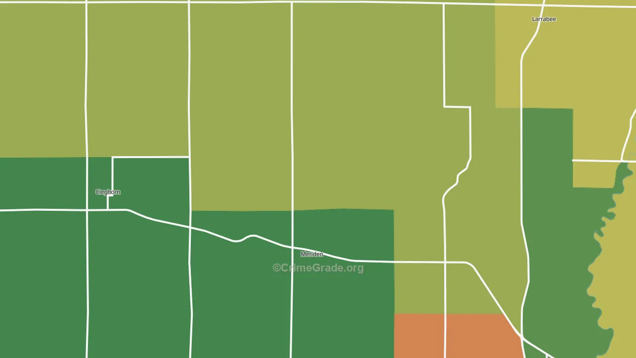 Meriden, IA Map of Assault Rates
