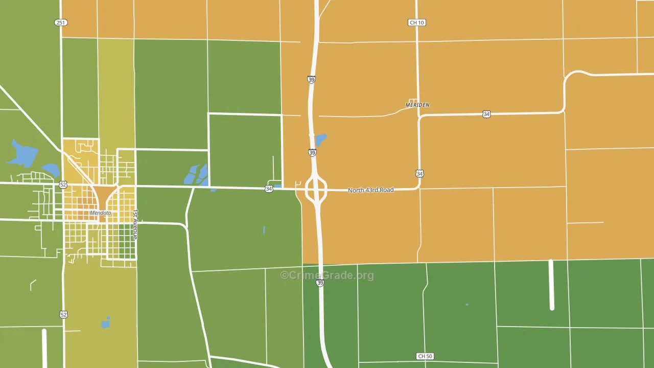 Meriden, IL Map of Assault Rates