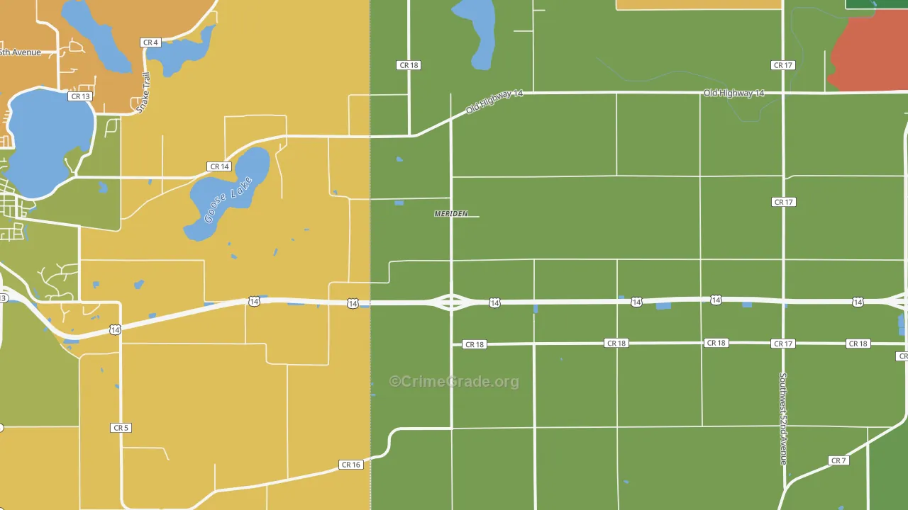 Meriden, MN Map of Assault Rates