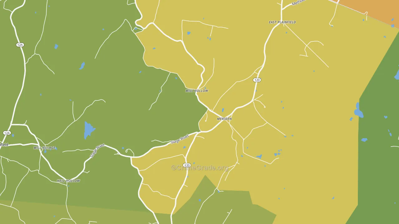Meriden, NH Map of Assault Rates