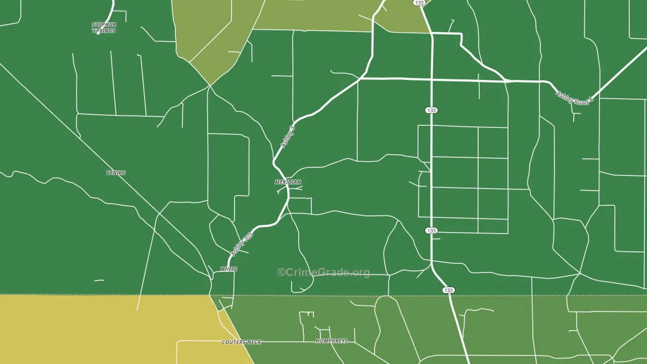 Meridian, AR Map of Assault Rates