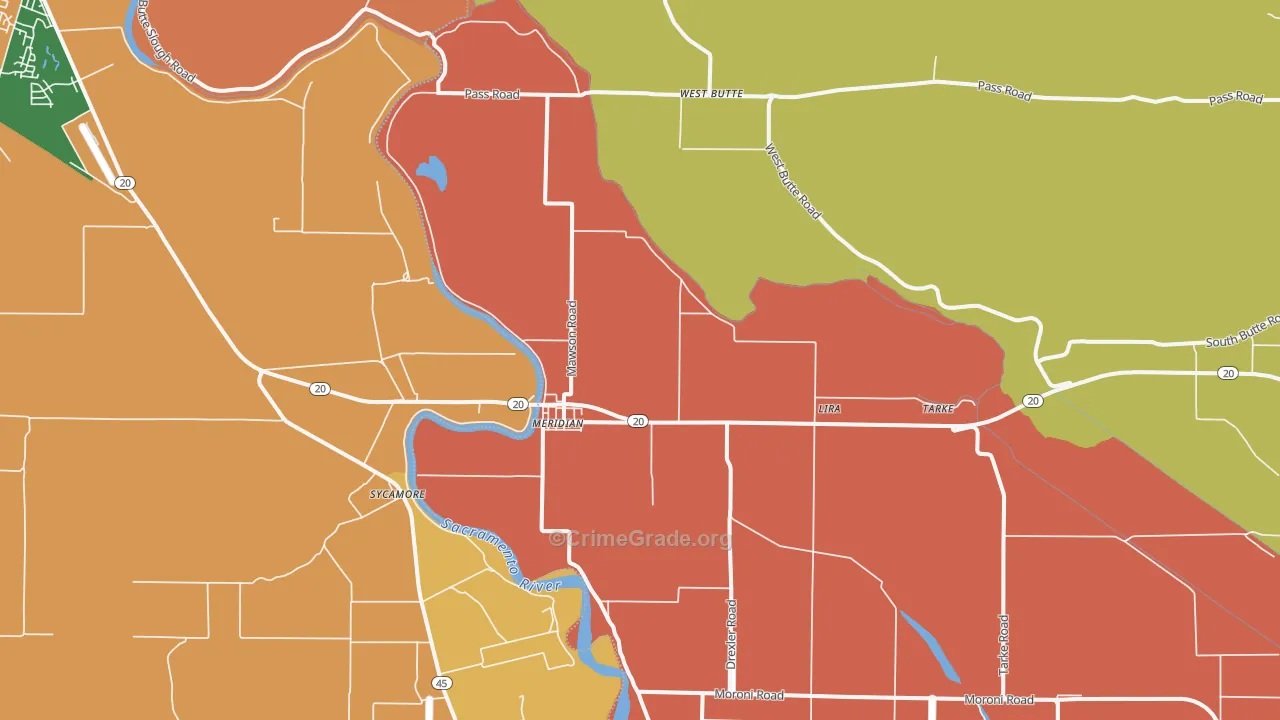 Meridian, CA Map of Assault Rates