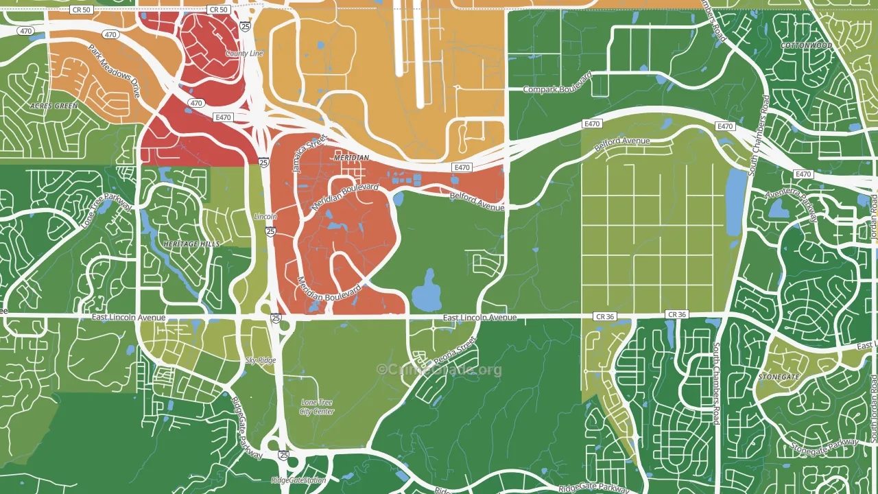 Meridian, CO Map of Assault Rates