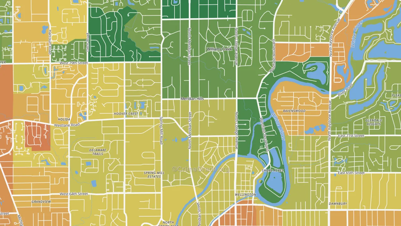 Meridian Hills, IN Map of Assault Rates