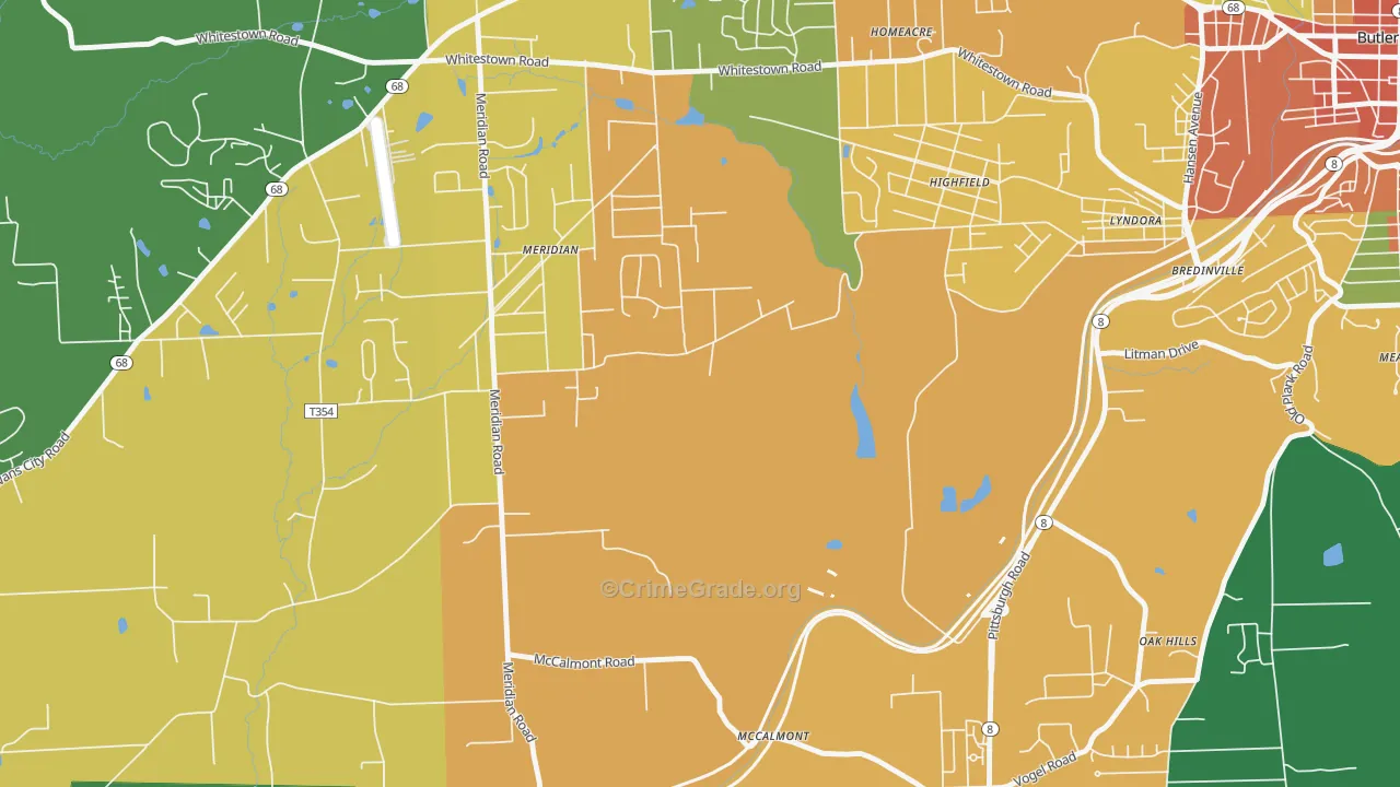Meridian, PA Map of Assault Rates