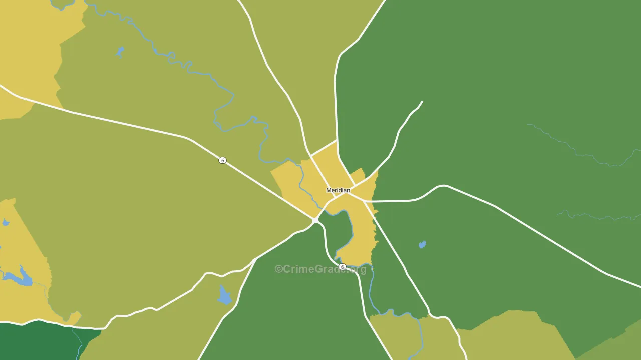 Meridian, TX Map of Assault Rates