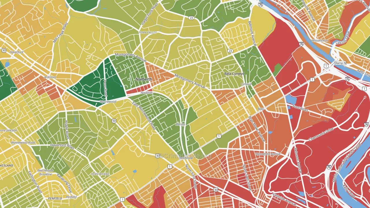 Merion Station, PA Map of Assault Rates