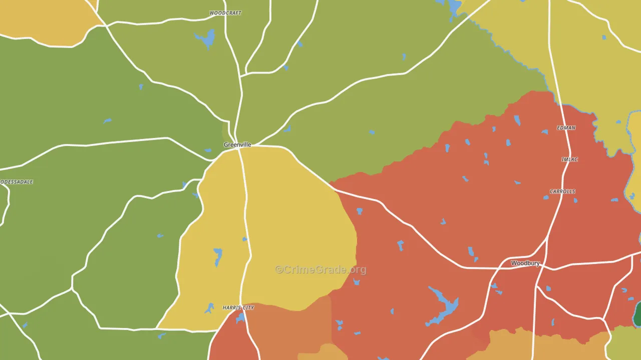Meriwether County, GA Map of Assault Rates