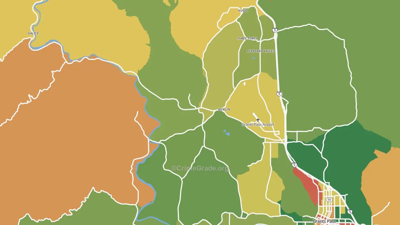 Merlin, OR Map of Assault Rates