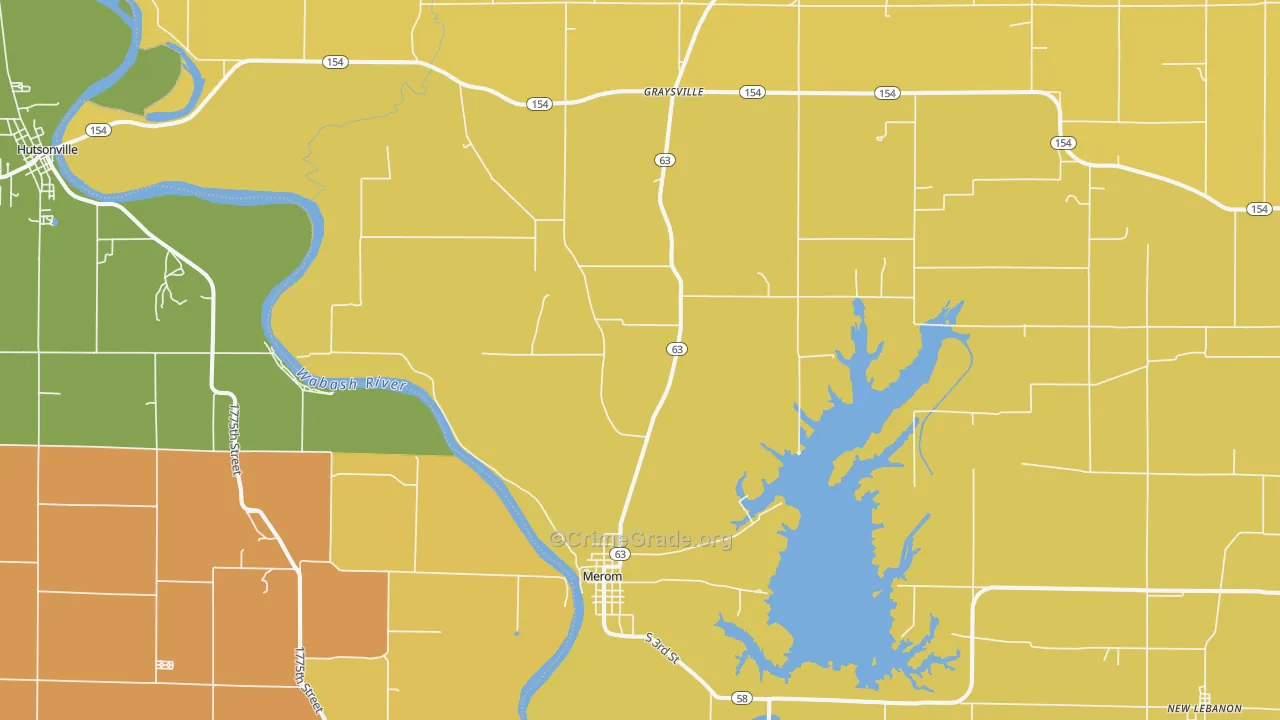 Merom, IN Map of Assault Rates
