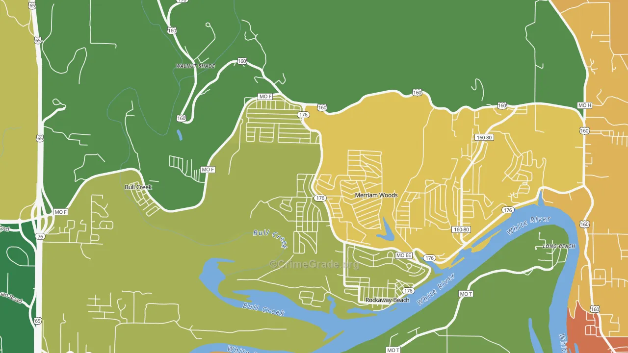Merriam Woods, MO Map of Assault Rates