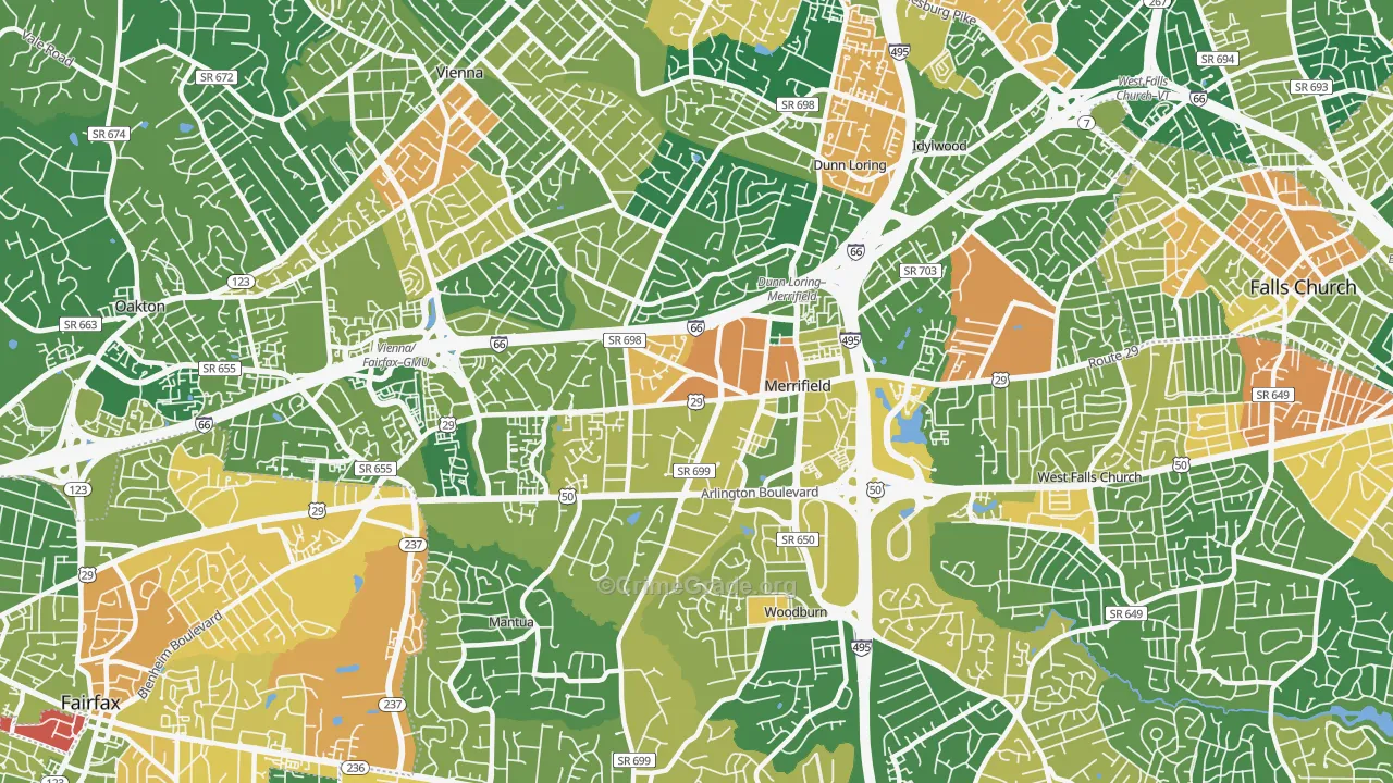 Merrifield, Fairfax, VA Map of Assault Rates