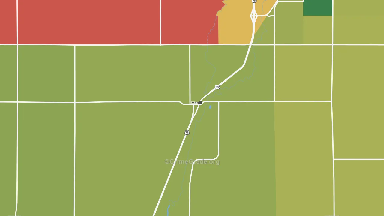 Merrill, IA Map of Assault Rates