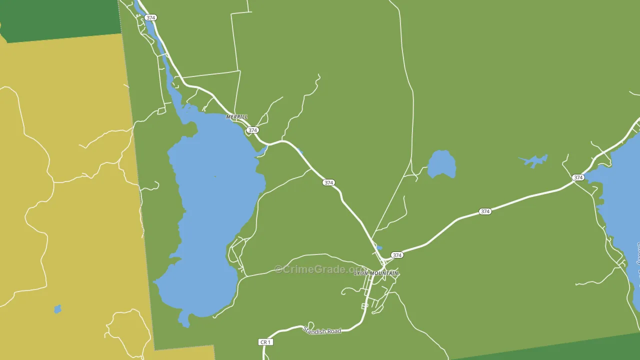 Merrill, NY Map of Assault Rates
