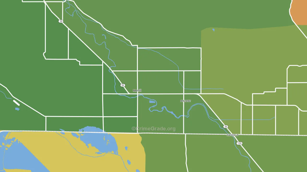 Merrill, OR Map of Assault Rates