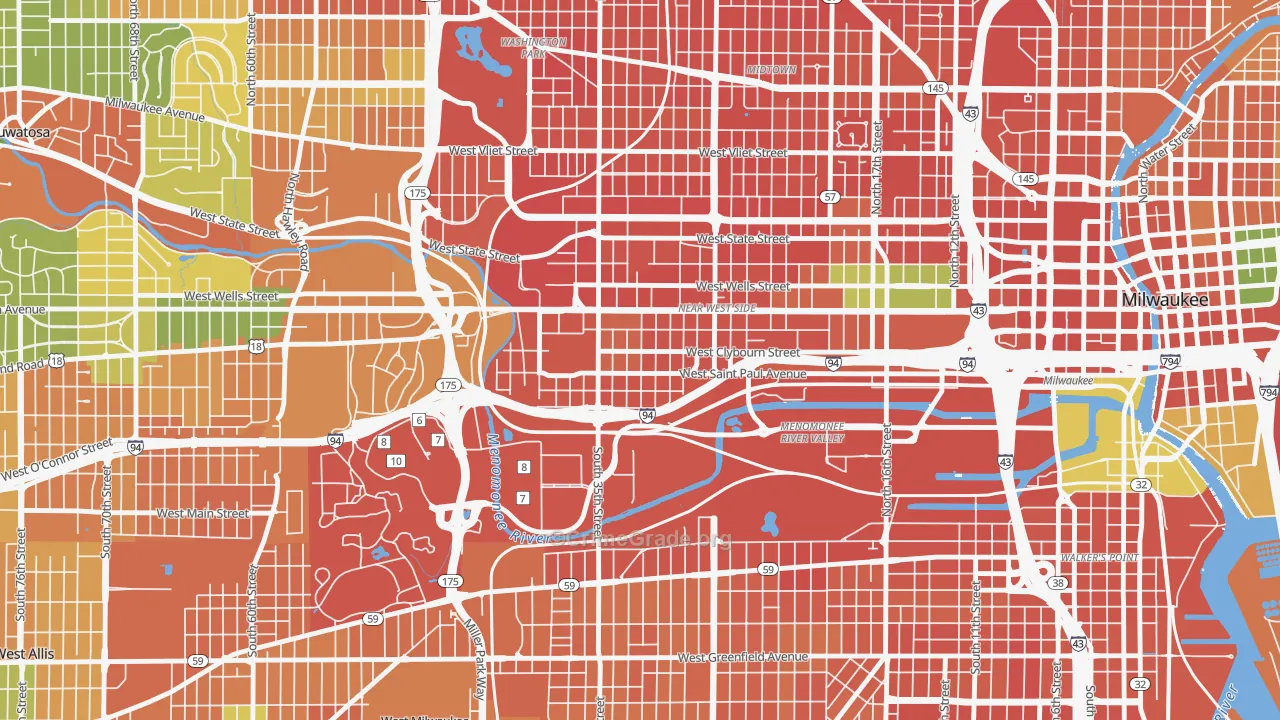 Merrill Park, Milwaukee, WI Map of Assault Rates