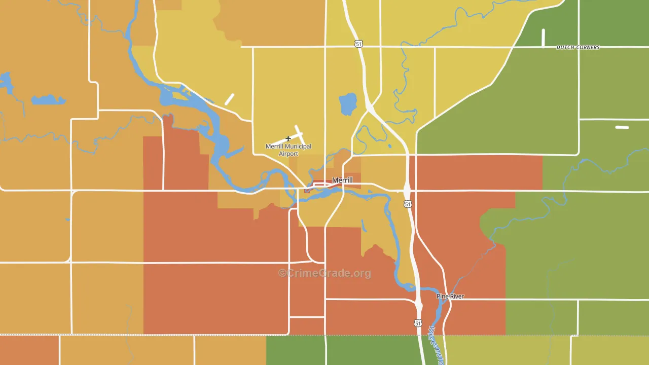 Merrill, WI Map of Assault Rates