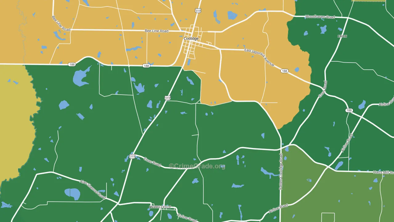 Merrillville, GA Map of Assault Rates