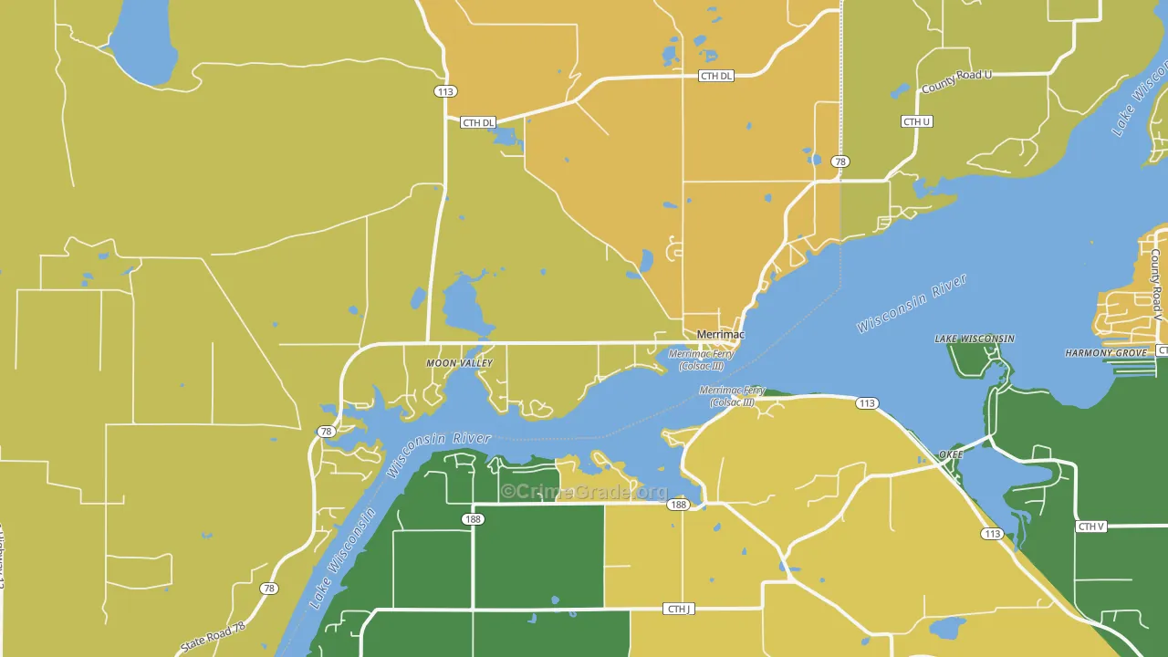 Merrimac, WI Map of Assault Rates