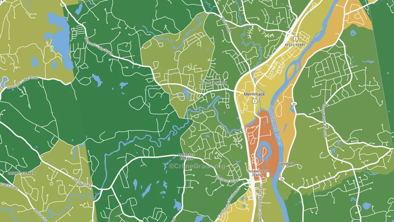 Merrimack, NH Map of Assault Rates