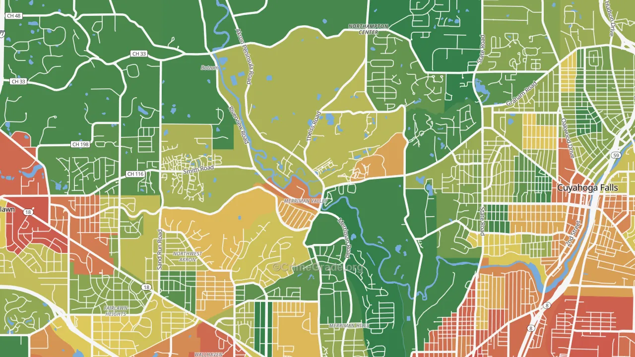 Merriman Valley, Akron, OH Map of Assault Rates