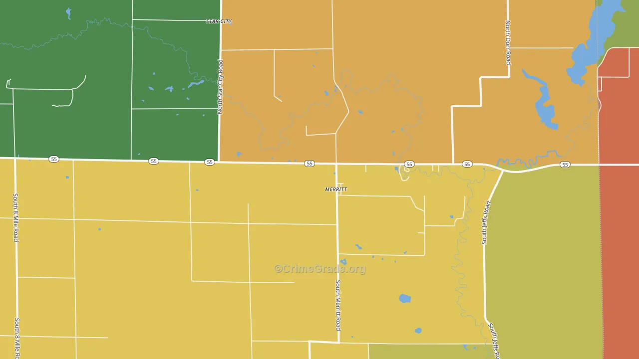 Merritt, MI Map of Assault Rates