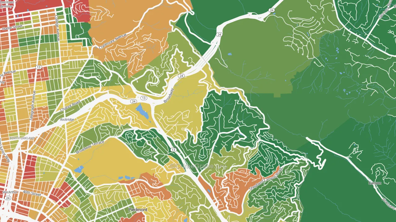 Merriwood, Oakland, CA Map of Assault Rates