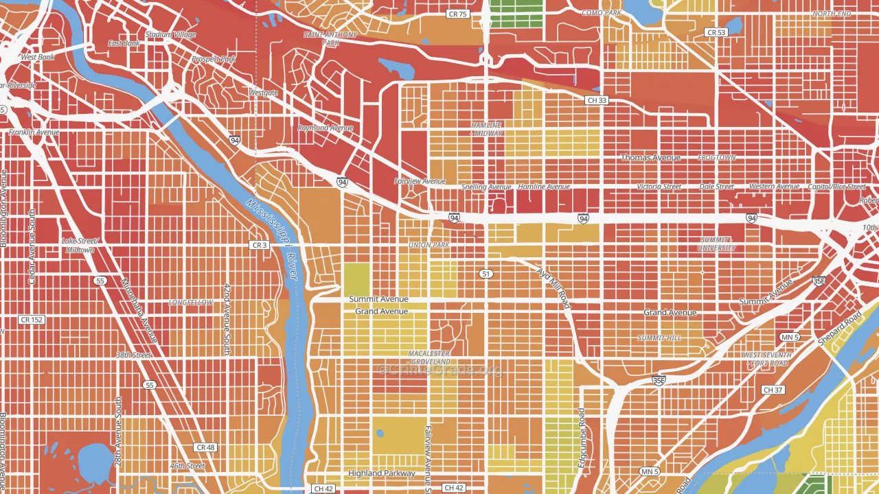 Merrlam Park, St. Paul, MN Map of Assault Rates