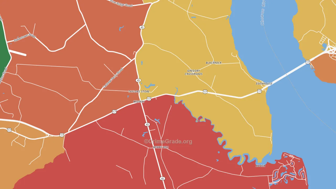 Merry Hill, NC Map of Assault Rates
