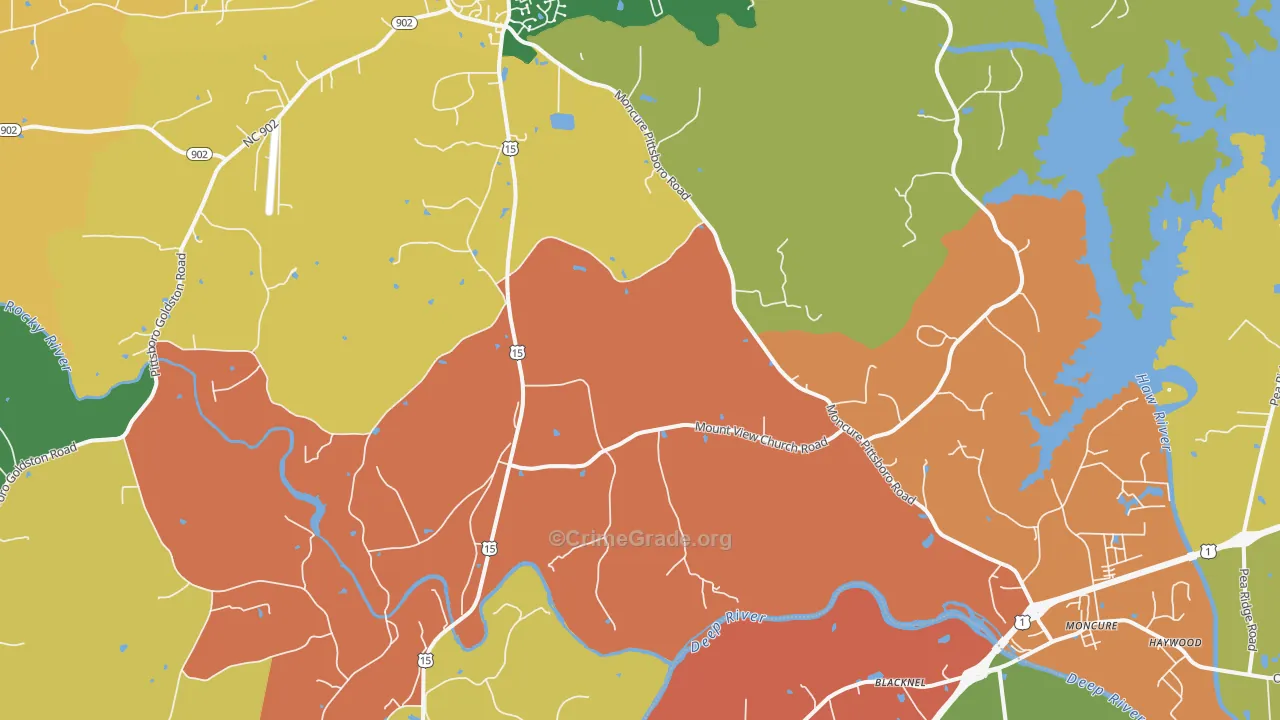 Merry Oaks, NC Map of Assault Rates