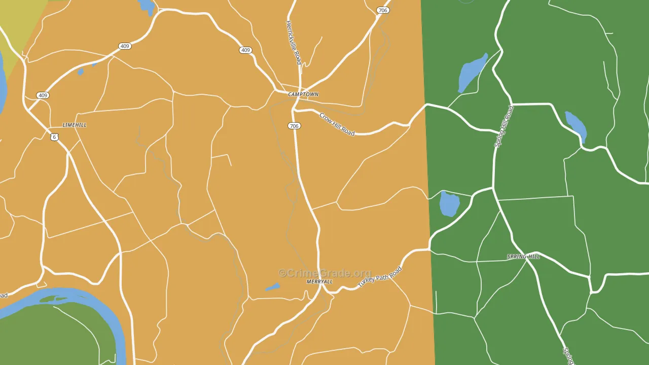 Merryall, PA Map of Assault Rates