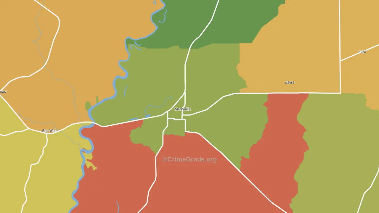 Merryville, LA Map of Assault Rates
