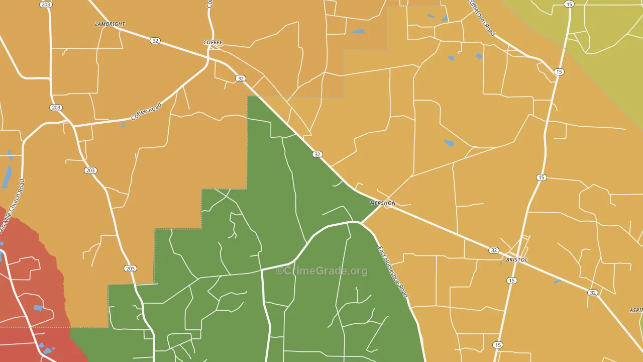 Mershon, GA Map of Assault Rates