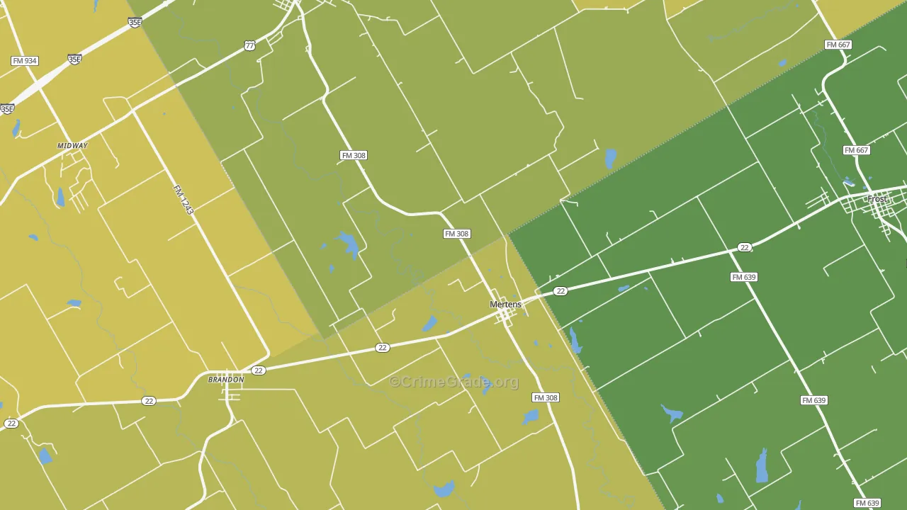 Mertens, TX Map of Assault Rates