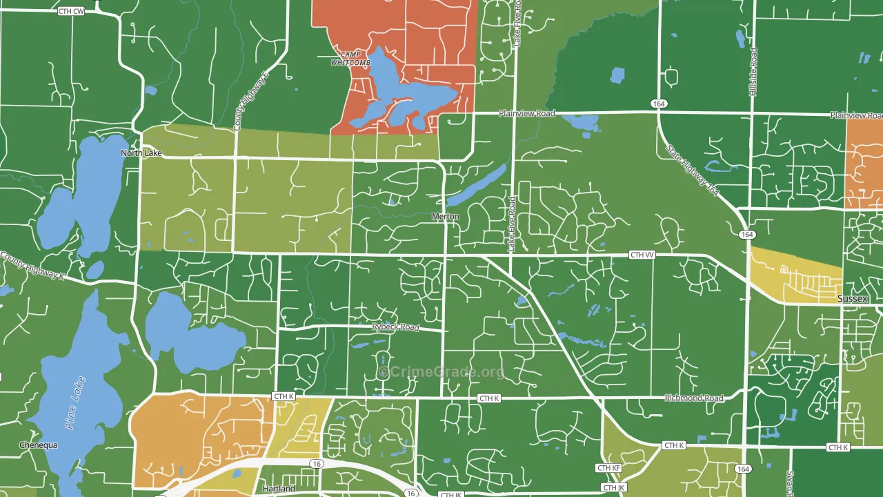 Merton, WI Map of Assault Rates