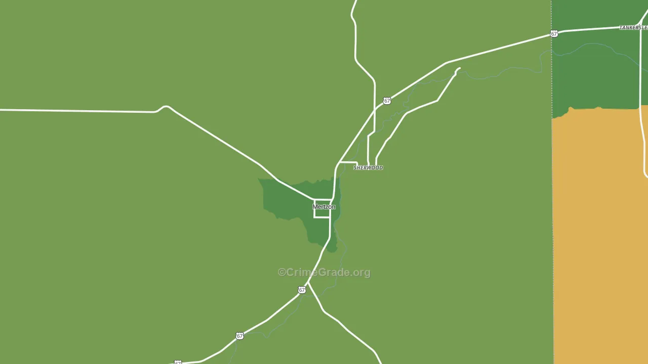 Mertzon, TX Map of Assault Rates