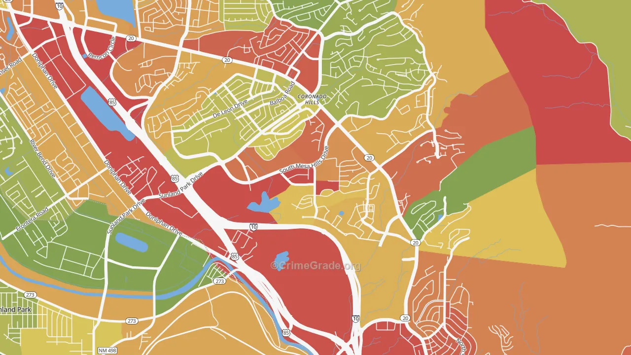 Mesa Hills, El Paso, TX Map of Assault Rates