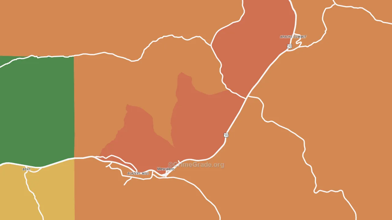 Mescalero, NM Map of Assault Rates
