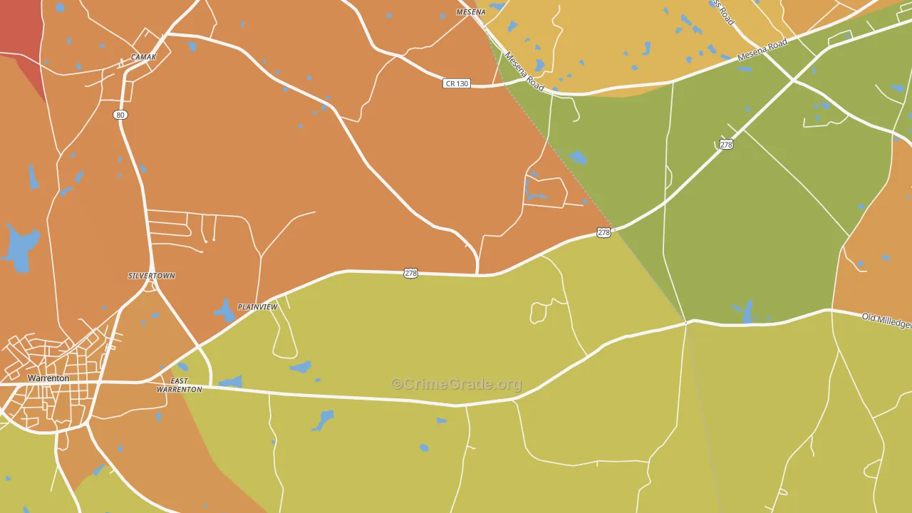 Mesena, GA Map of Assault Rates