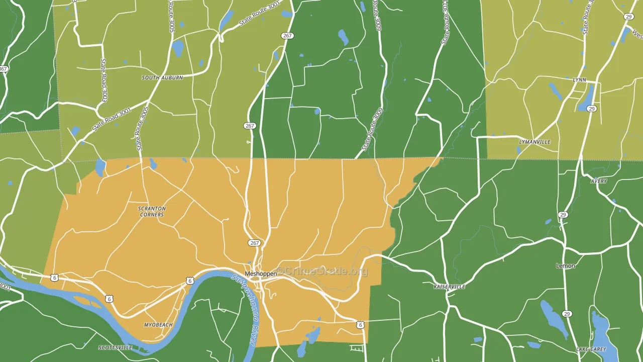 Meshoppen, PA Map of Assault Rates
